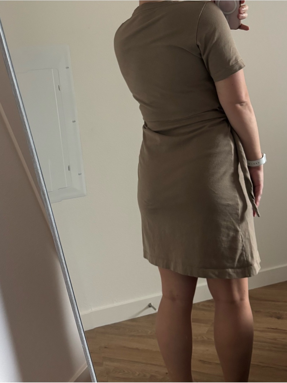 Vince side tie Short Sleeve Cotton T shirt Dress Shale Taupe XS minimalist chic - Picture 4 of 13